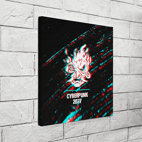 Картина квадратная Cyberpunk 2077 в стиле glitch и баги графики на те / 3D-принт – фото 3