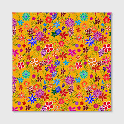 Холст квадратный Нарисованные цветы - орнамент, цвет: 3D-принт — фото 2