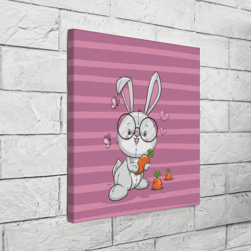 Картина квадратная Зайка в очках с морковкой / 3D-принт – фото 3