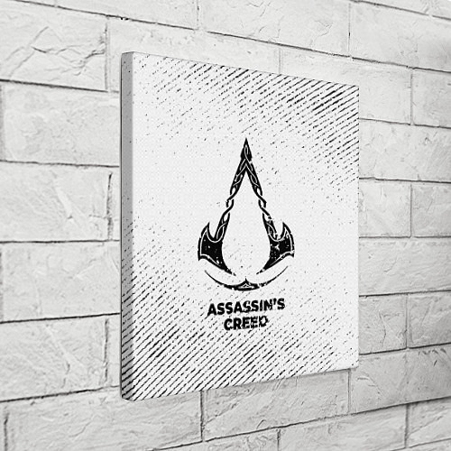 Картина квадратная Assassins Creed с потертостями на светлом фоне / 3D-принт – фото 3