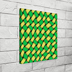 Холст квадратный Жёлто-зелёная плетёнка - оптическая иллюзия, цвет: 3D-принт — фото 2