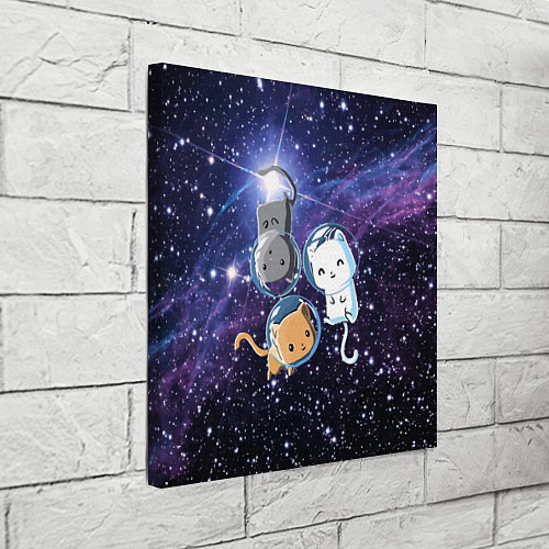 Картина квадратная Три котика в открытом космосе / 3D-принт – фото 3