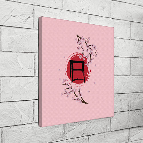 Картина квадратная Цветущая сакура с иероглифом cолнце / 3D-принт – фото 3