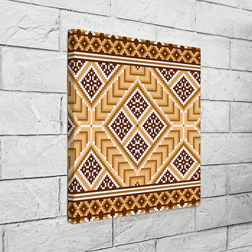 Картина квадратная Индейский пиксельный орнамент / 3D-принт – фото 3