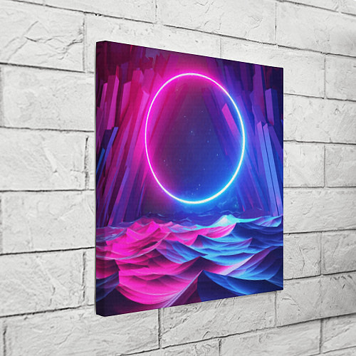 Картина квадратная Круг и разноцветные кристаллы - vaporwave / 3D-принт – фото 3