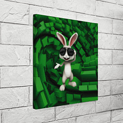 Холст квадратный Прикольный заяц в тёмных очках, цвет: 3D-принт — фото 2