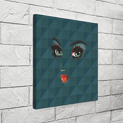 Холст квадратный Аниме женское лицо с большими зелеными глазами, цвет: 3D-принт — фото 2