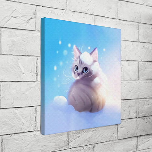 Картина квадратная Заснеженный котик / 3D-принт – фото 3