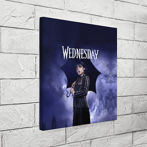 Картина квадратная Уэнсдэй Аддамс с зонтиком / 3D-принт – фото 3