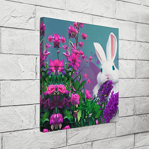 Картина квадратная Голубоглазый кролик в цветах / 3D-принт – фото 3