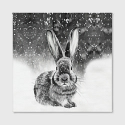 Холст квадратный Кролик на снегу, цвет: 3D-принт — фото 2