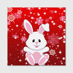 Холст квадратный Весёлый кролик в снежинках, цвет: 3D-принт — фото 2