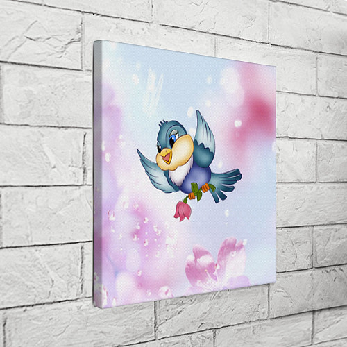 Картина квадратная Птица летит с цветком в лапах / 3D-принт – фото 3