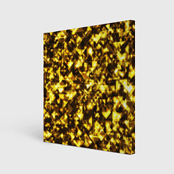 Холст квадратный Золотой узор треугольники на черном фоне, цвет: 3D-принт