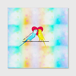 Холст квадратный Влюбленные волнистые попугайчики, цвет: 3D-принт — фото 2
