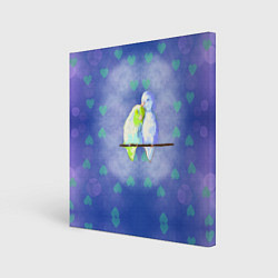 Холст квадратный Влюбленные попугаи в день Святого Валентина, цвет: 3D-принт