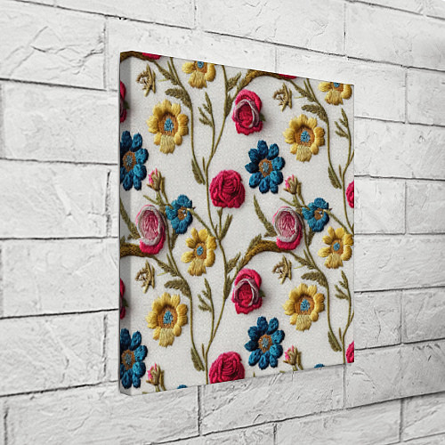 Картина квадратная Эффект вышивка летний узор / 3D-принт – фото 3