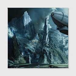 Холст квадратный Сай-фай тёмные горы и корабль, цвет: 3D-принт — фото 2