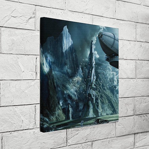 Картина квадратная Сай-фай тёмные горы и корабль / 3D-принт – фото 3