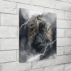 Холст квадратный Дракон и самурай, цвет: 3D-принт — фото 2