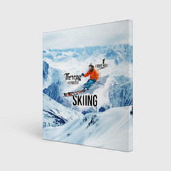Холст квадратный Горные лыжи спуск, цвет: 3D-принт