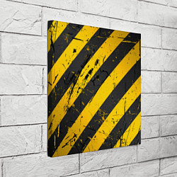 Холст квадратный WARNING - желто-черные полосы, цвет: 3D-принт — фото 2