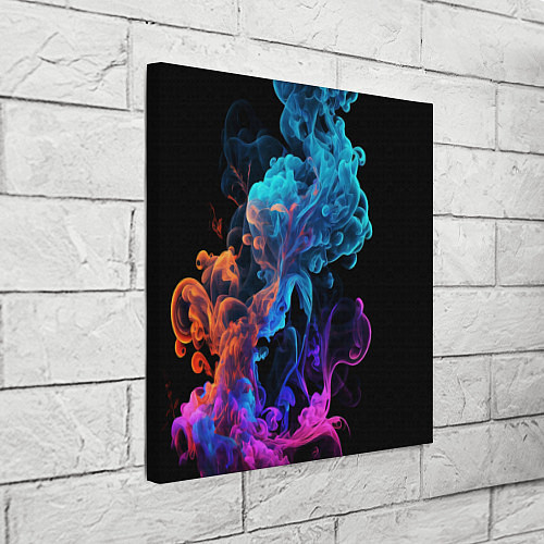 Картина квадратная Неоновый цветной дым на черном фоне / 3D-принт – фото 3