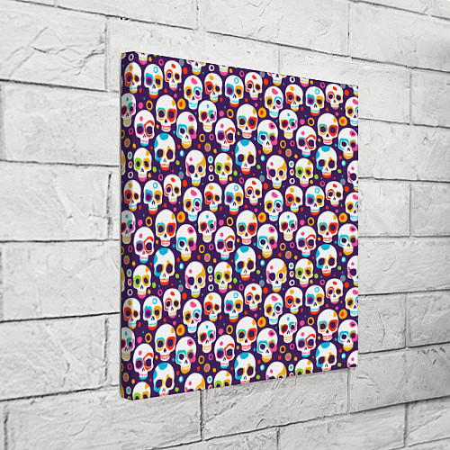 Картина квадратная Черепа абстрактный многоцветный узор / 3D-принт – фото 3