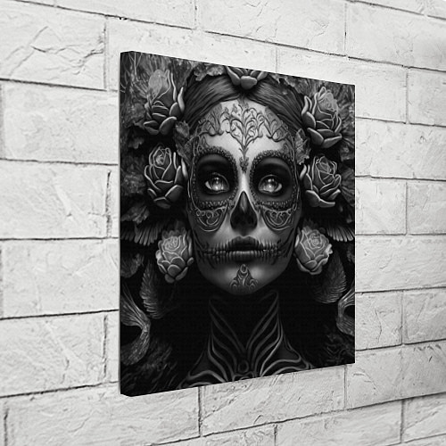 Картина квадратная Девушка с макияжем для дня мертвых / 3D-принт – фото 3