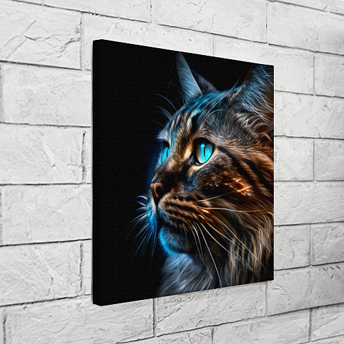 Картина квадратная Кот с неоновыми глазами / 3D-принт – фото 3