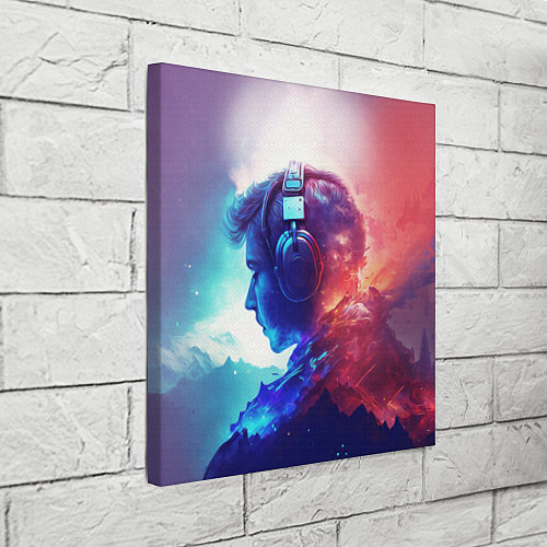 Картина квадратная Парень в наушниках / 3D-принт – фото 3