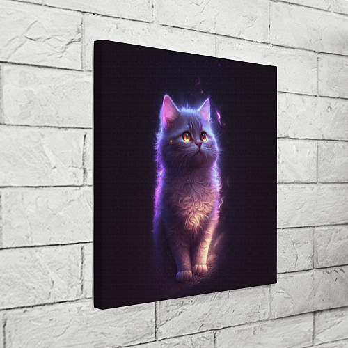 Картина квадратная Неоновый котик и луна / 3D-принт – фото 3