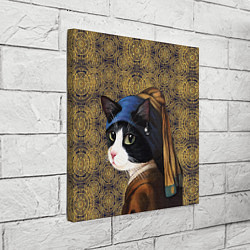 Холст квадратный Кошечка с жемчужной сережкой Ян Вермеер пародия, цвет: 3D-принт — фото 2