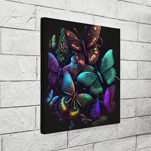 Картина квадратная Разные неоновые бабочки / 3D-принт – фото 3
