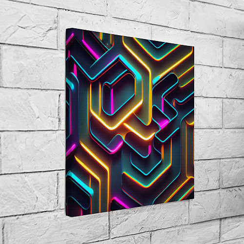 Картина квадратная Неоновый узор на стене / 3D-принт – фото 3