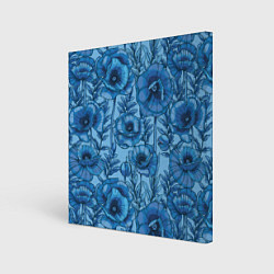 Холст квадратный Синие цветы, цвет: 3D-принт