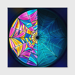 Холст квадратный Уэнсдей - окно ночной витраж - текстура зерна, цвет: 3D-принт — фото 2