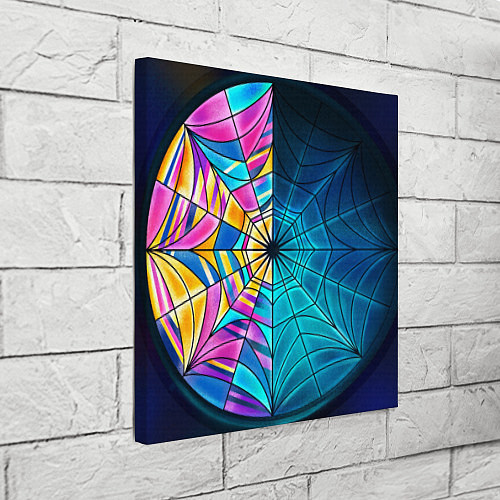 Картина квадратная Уэнсдей - окно ночной витраж - текстура зерна / 3D-принт – фото 3
