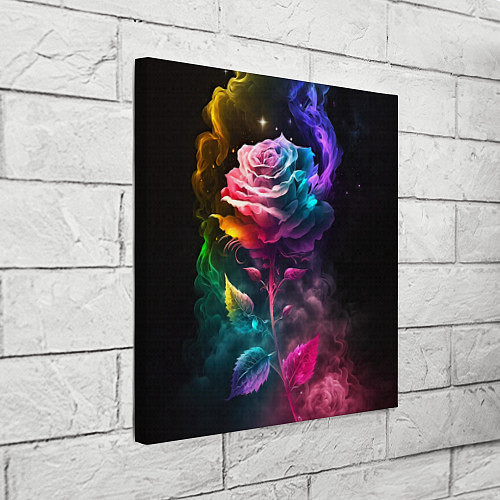 Картина квадратная Большая неоновая радужная роза / 3D-принт – фото 3