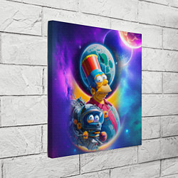Холст квадратный Гомер Симпсон с сыном в космосе - нейросеть, цвет: 3D-принт — фото 2