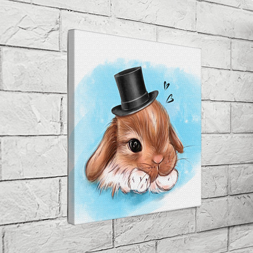 Картина квадратная Милый кролик в шляпке / 3D-принт – фото 3