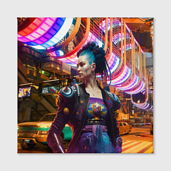 Холст квадратный Cyberpunk 2077 - neural network, цвет: 3D-принт — фото 2