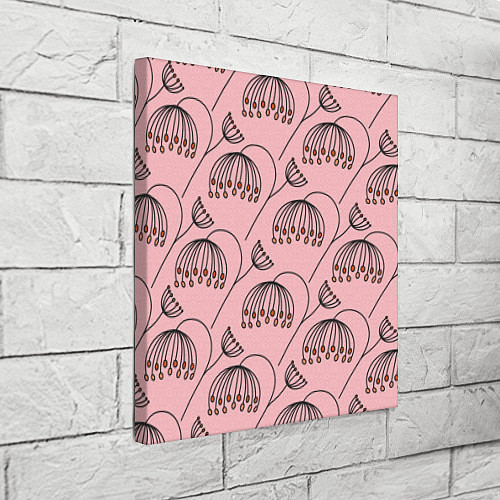 Картина квадратная Цветы в стиле бохо на пудрово-розовом фоне / 3D-принт – фото 3