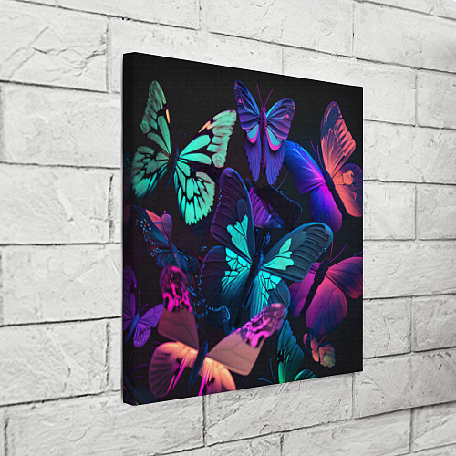 Картина квадратная Много неоновых бабочек / 3D-принт – фото 3
