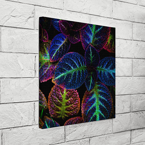 Картина квадратная Неоновые листья растений / 3D-принт – фото 3