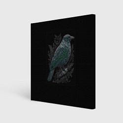 Холст квадратный Чёрный Ворон птица тёмная, цвет: 3D-принт
