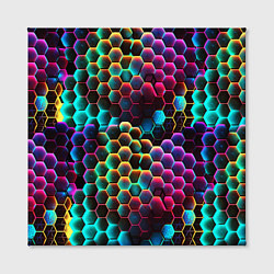 Холст квадратный Неон и соты, цвет: 3D-принт — фото 2
