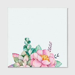 Холст квадратный Цветы нарисованные акварелью - снизу, цвет: 3D-принт — фото 2