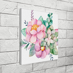 Холст квадратный Пастельные цветы - посередине, цвет: 3D-принт — фото 2