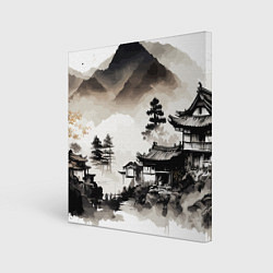 Холст квадратный Японская деревушка, цвет: 3D-принт